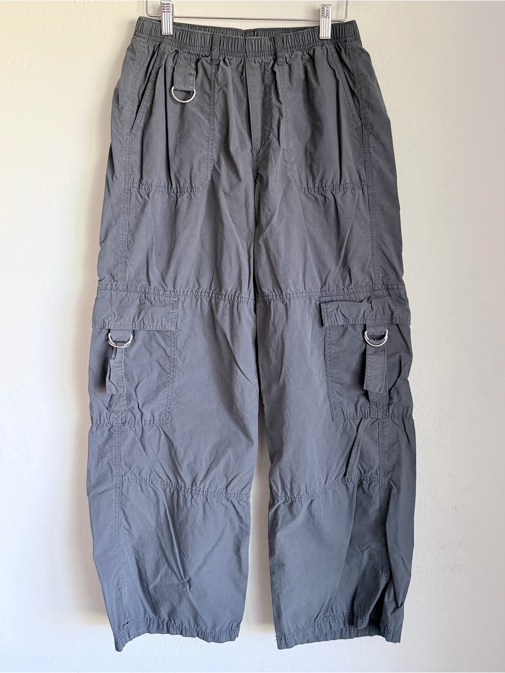 Wild Fable Mid-Rise Wide-Leg Pull-On Cargo Pants Dark Gray Cotton, Sz Small